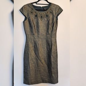 Bronze "Metallic" Beaded Tahari Cocktail Dress